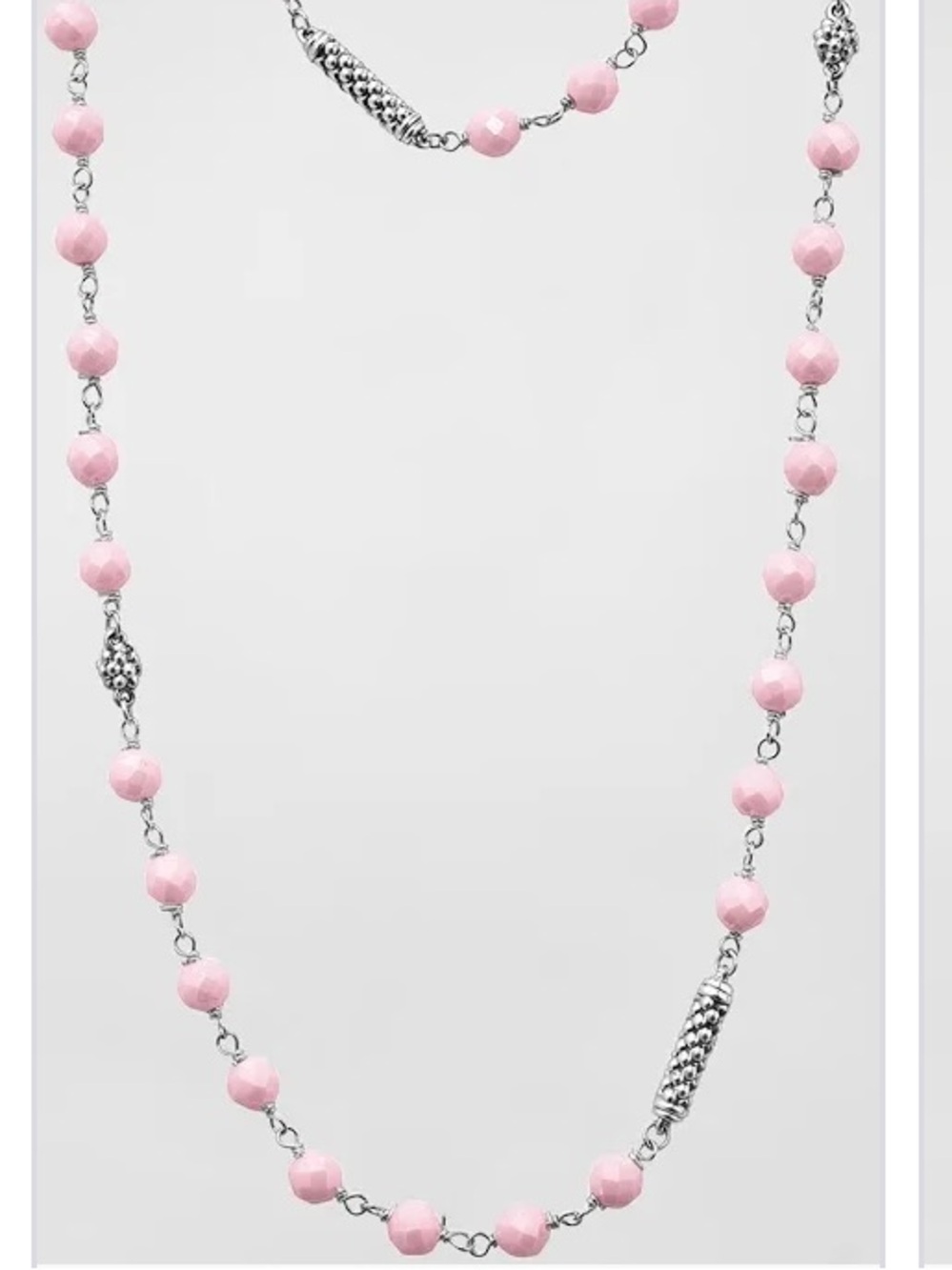 Sterling Silver Caviar Icon Pink Ceramic 4mm Chain Necklace 34” from Lagos